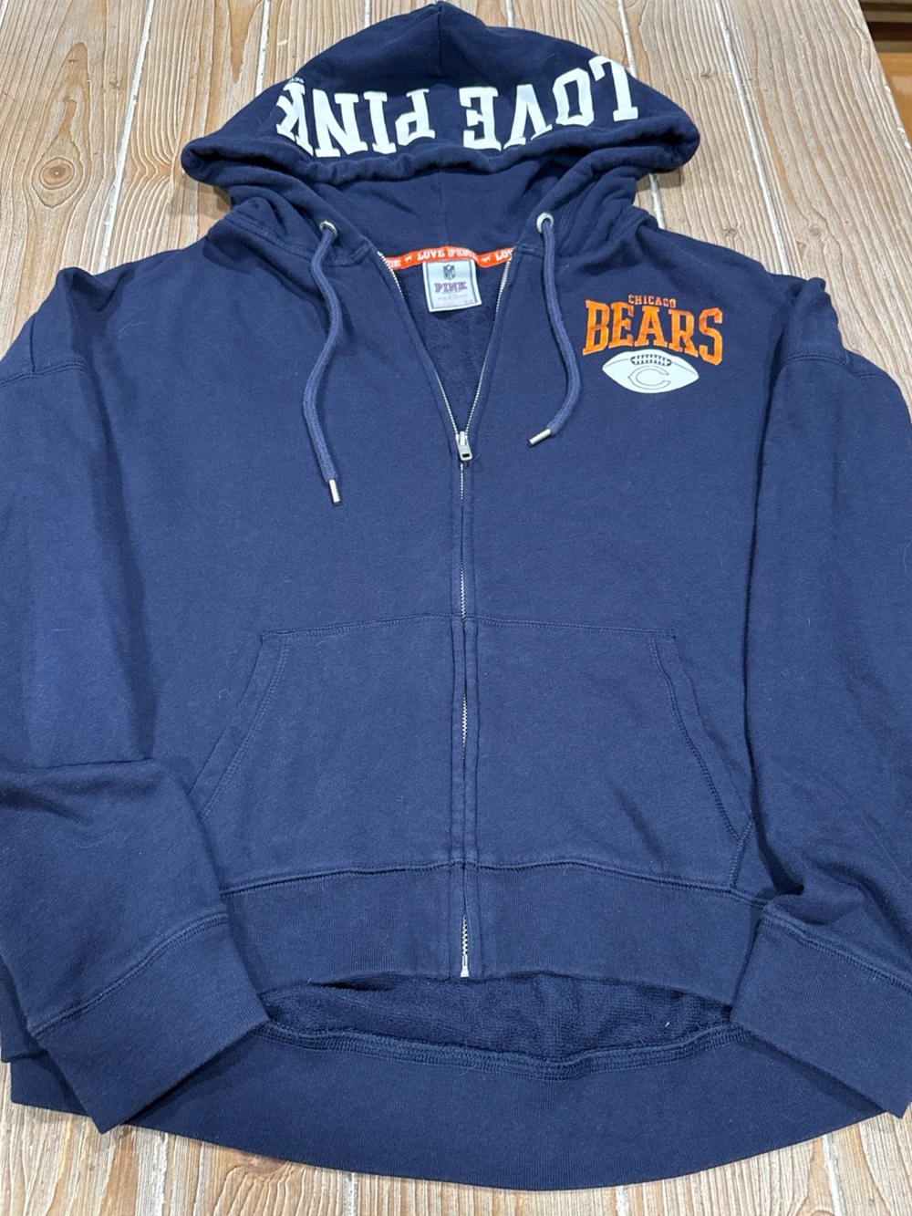 VS PINK Chicago Bears Hoodie Women's Medium Full Zip Navy Blue Y2K Aesthetic